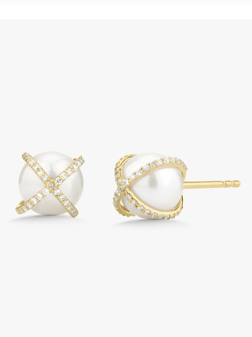 RW Jewelry Steevi Pearl Cage Stud Earrings